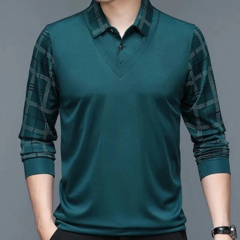 Herren warmes kariertes Poloshirt in zeitlosem Design