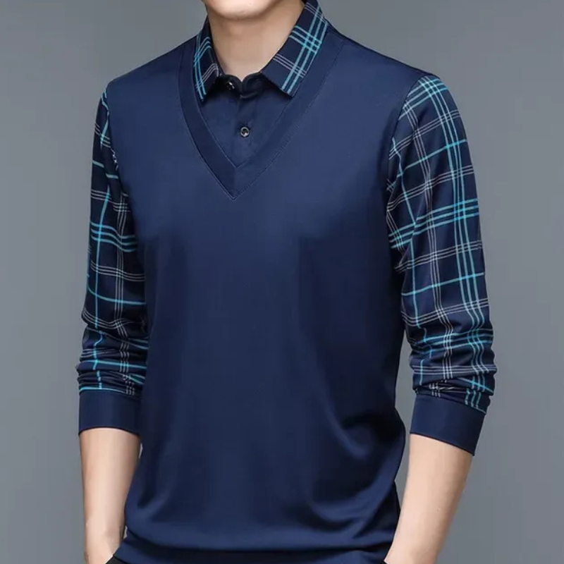 Herren warmes kariertes Poloshirt in zeitlosem Design