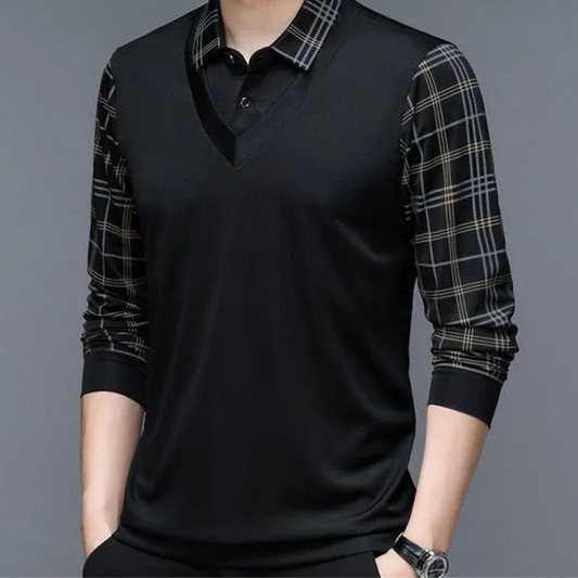 Herren warmes kariertes Poloshirt in zeitlosem Design