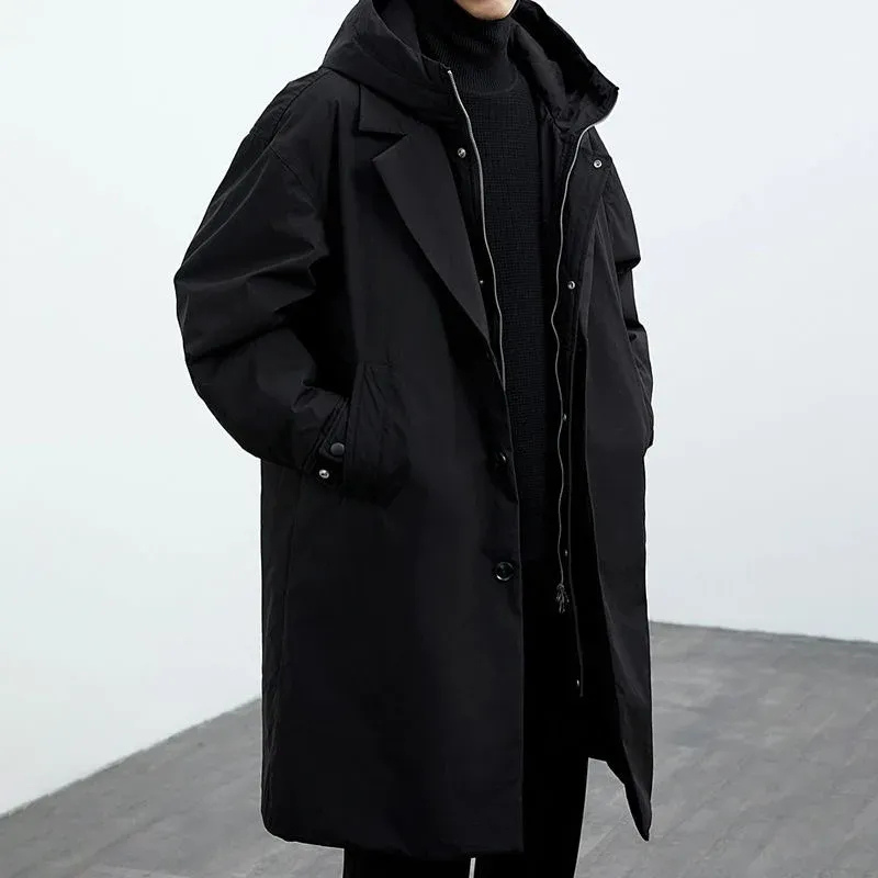 Herren wasserdichter Winter-Trenchcoat mit Kapuze für kalte Tage