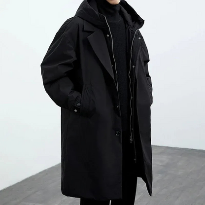 Herren wasserdichter Winter-Trenchcoat mit Kapuze für kalte Tage