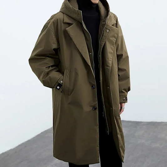 Herren wasserdichter Winter-Trenchcoat mit Kapuze für kalte Tage
