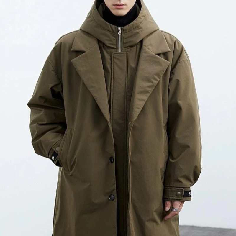 Herren wasserdichter Winter-Trenchcoat mit Kapuze für kalte Tage