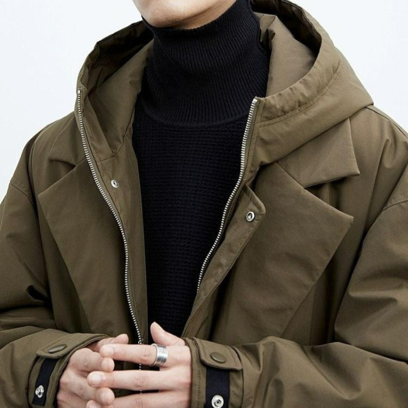 Herren wasserdichter Winter-Trenchcoat mit Kapuze für kalte Tage