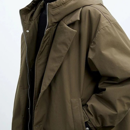 Herren wasserdichter Winter-Trenchcoat mit Kapuze für kalte Tage