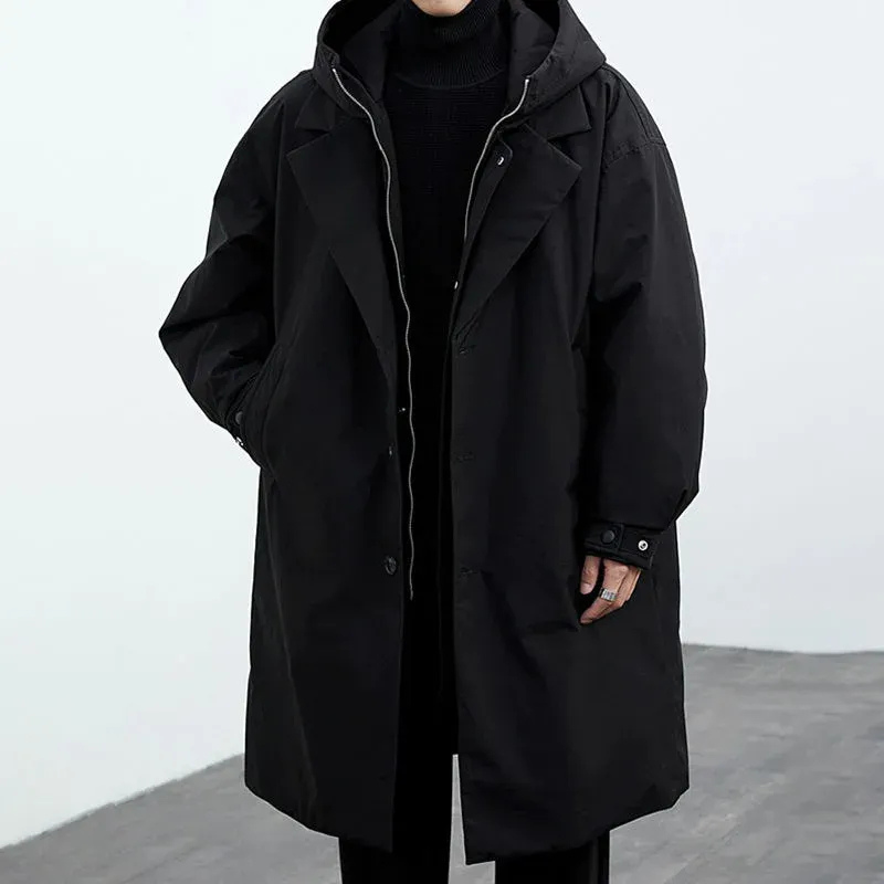 Herren wasserdichter Winter-Trenchcoat mit Kapuze für kalte Tage