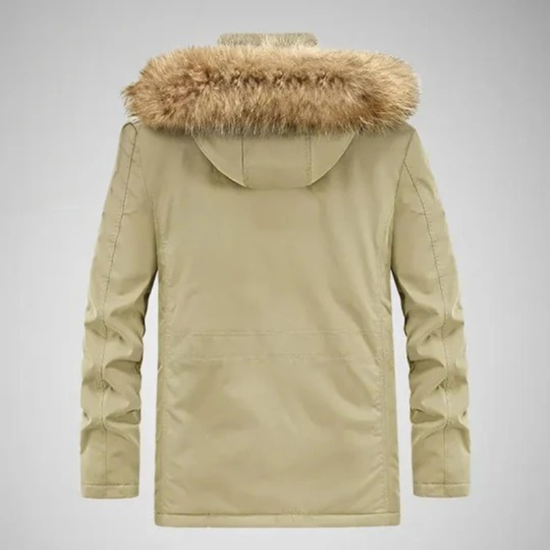 Herren-Winterparka mit Kapuze in modernem Design, ideal für kalte Tage und vielseitige Anlässe.