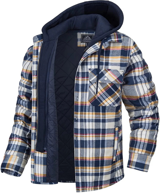 Herrenjacke mit Kapuze und Karomuster in modernem Design