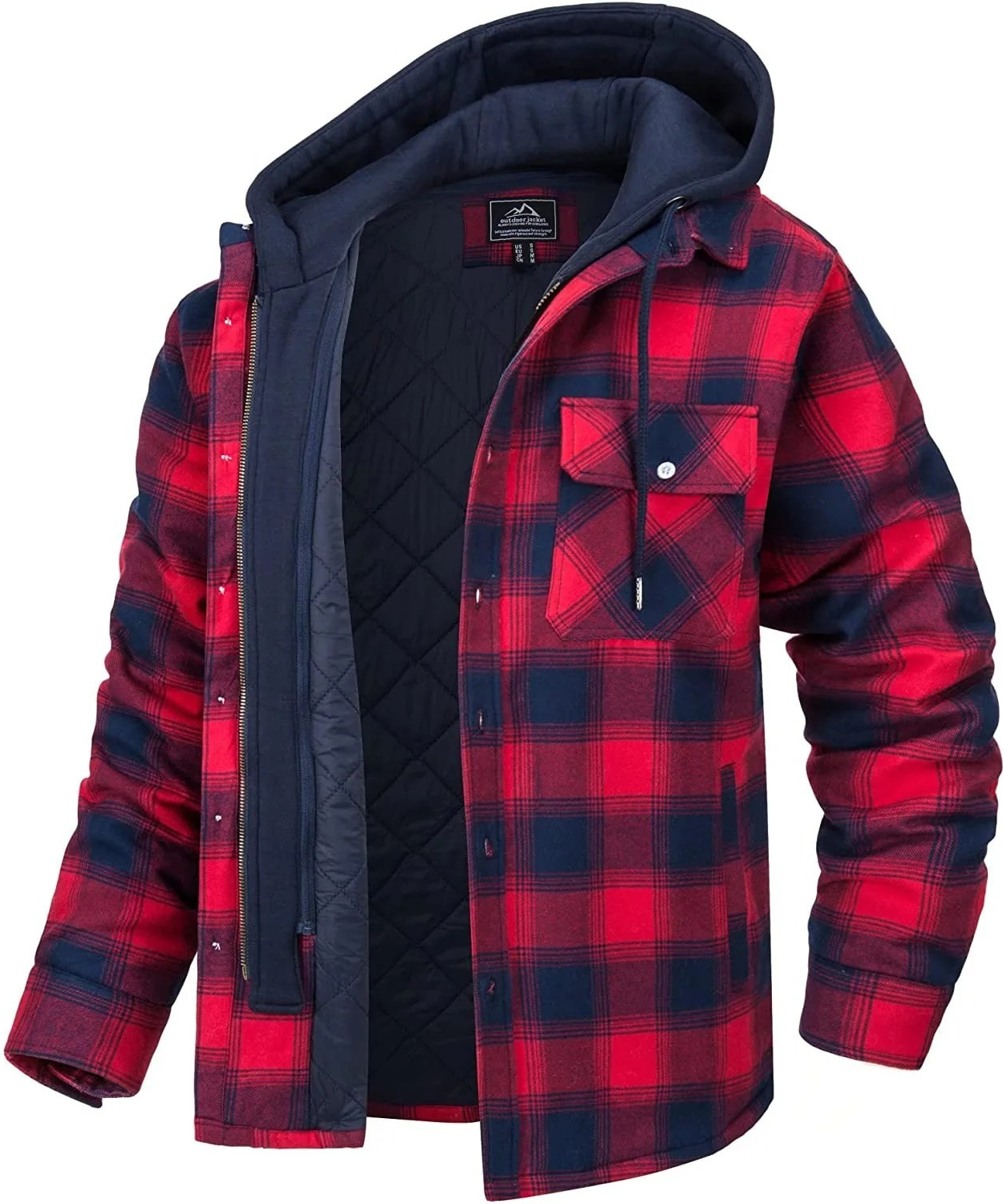 Herrenjacke mit Kapuze und Karomuster in modernem Design