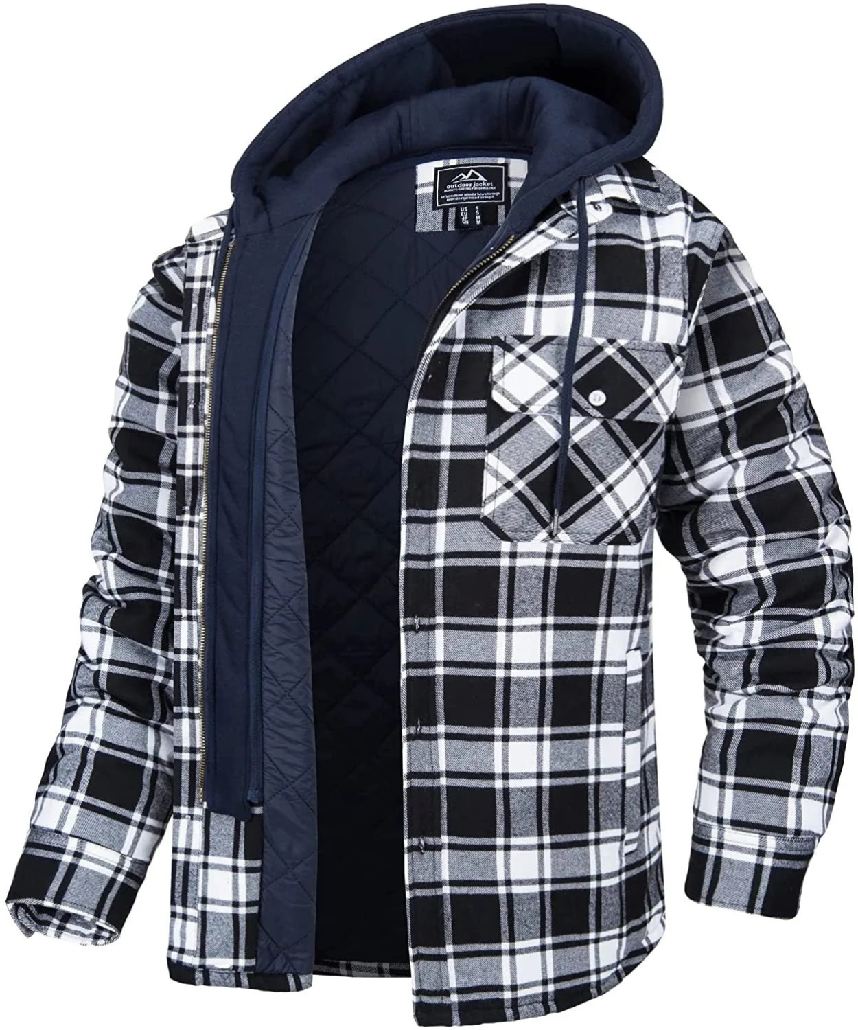 Herrenjacke mit Kapuze und Karomuster in modernem Design
