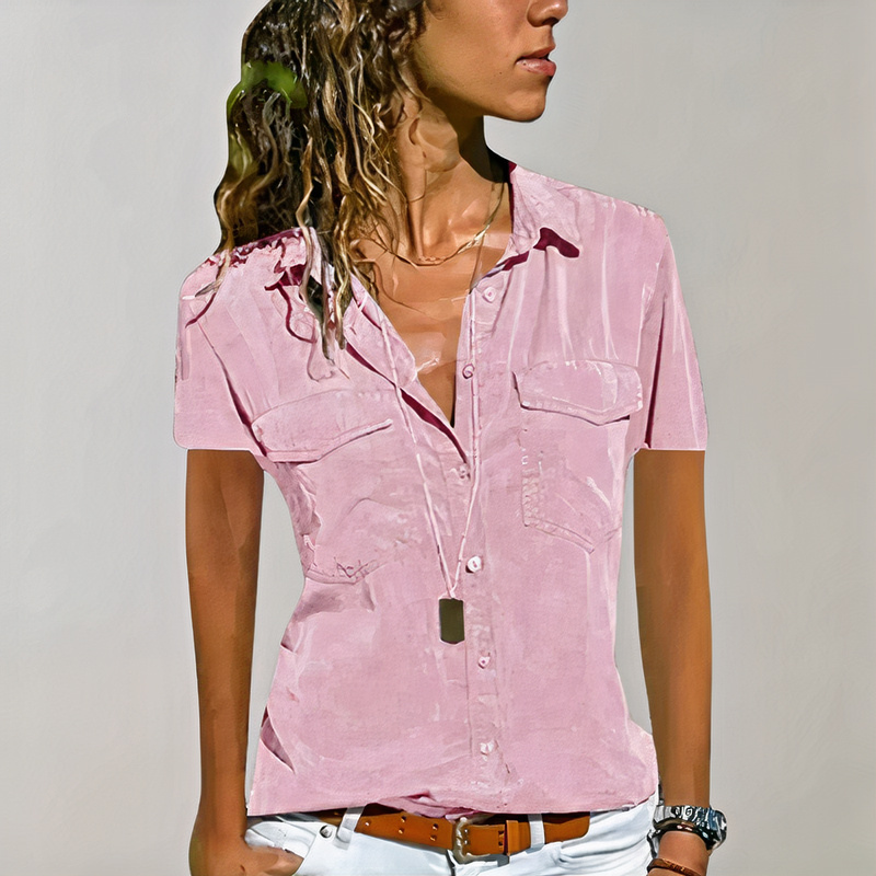 Klassische Button-Down-Bluse für Damen mit Knopfleiste und klarem Schnitt