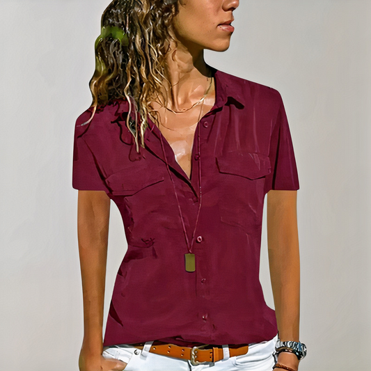 Klassische Button-Down-Bluse für Damen mit Knopfleiste und klarem Schnitt