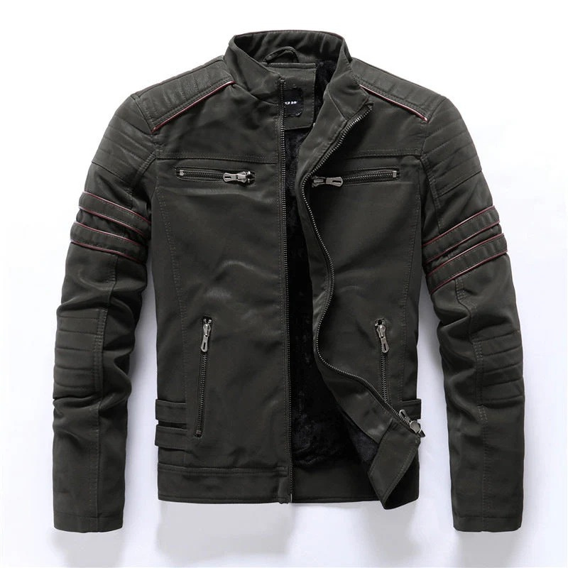 Klassische Luxus-Bikerjacke für Herren im markanten Design