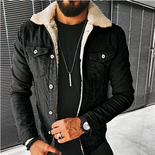 Klassische warme Jeansjacke für Herren mit zeitlosem Design