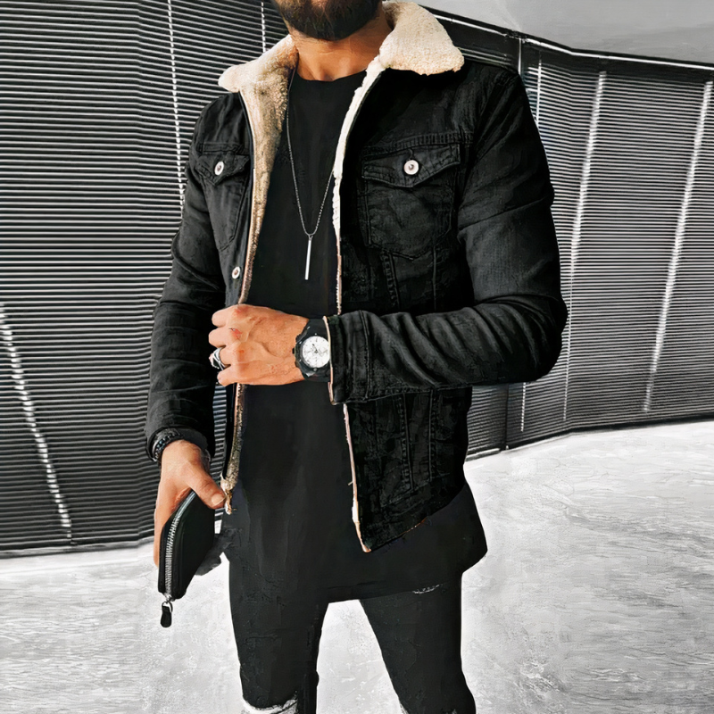 Klassische warme Jeansjacke für Herren mit zeitlosem Design