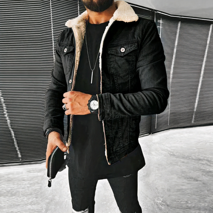 Klassische warme Jeansjacke für Herren mit zeitlosem Design