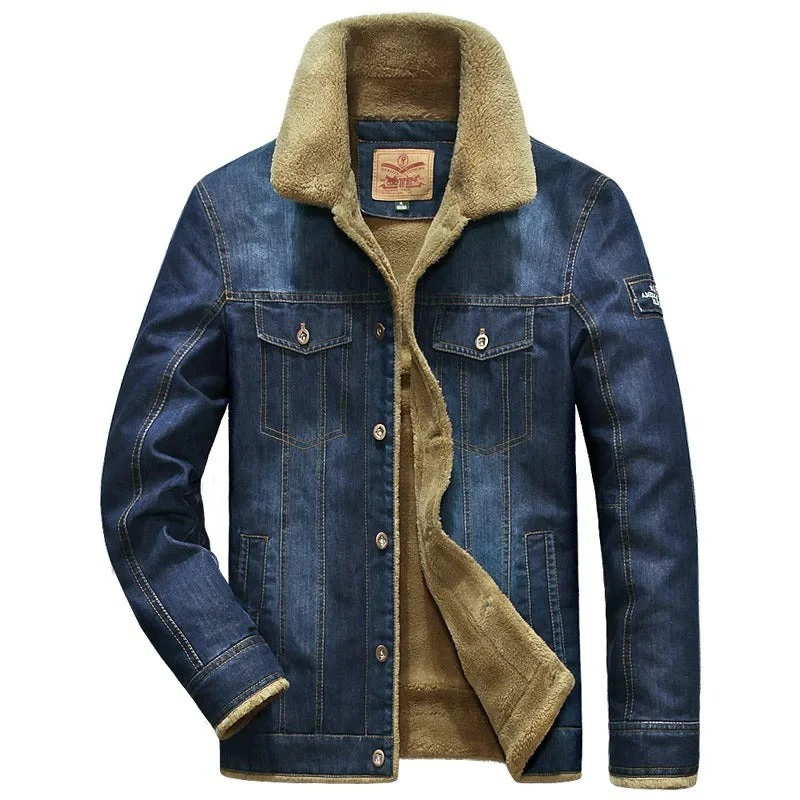 Klassische Winterjacke aus Denim für Herren, warm und stilvoll für Alltag und Freizeit