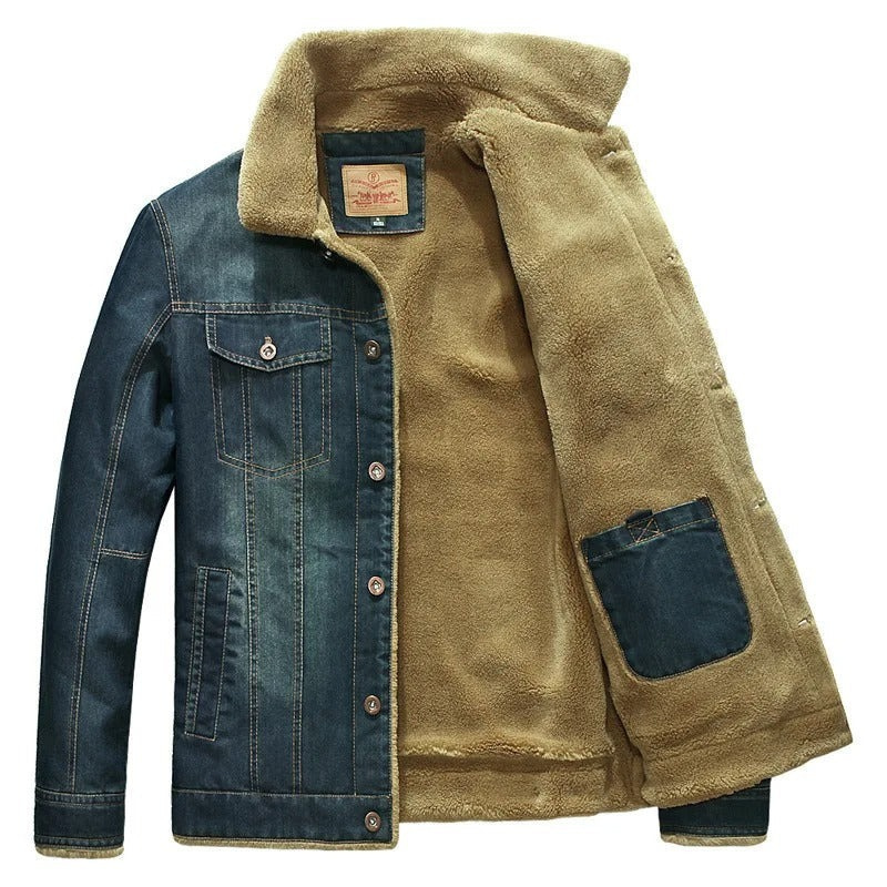 Klassische Winterjacke aus Denim für Herren, warm und stilvoll für Alltag und Freizeit