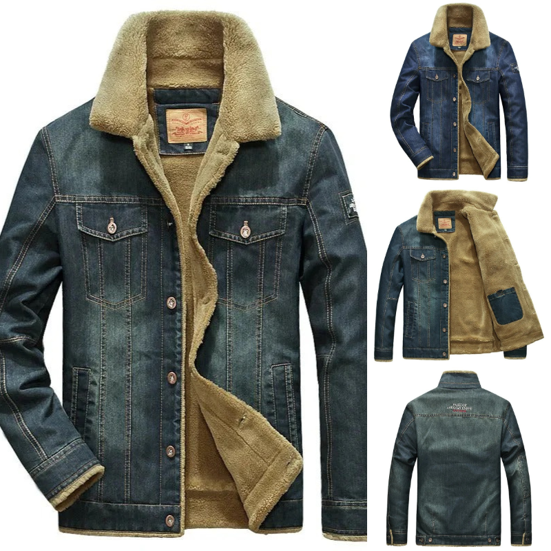 Klassische Winterjacke aus Denim für Herren, warm und stilvoll für Alltag und Freizeit
