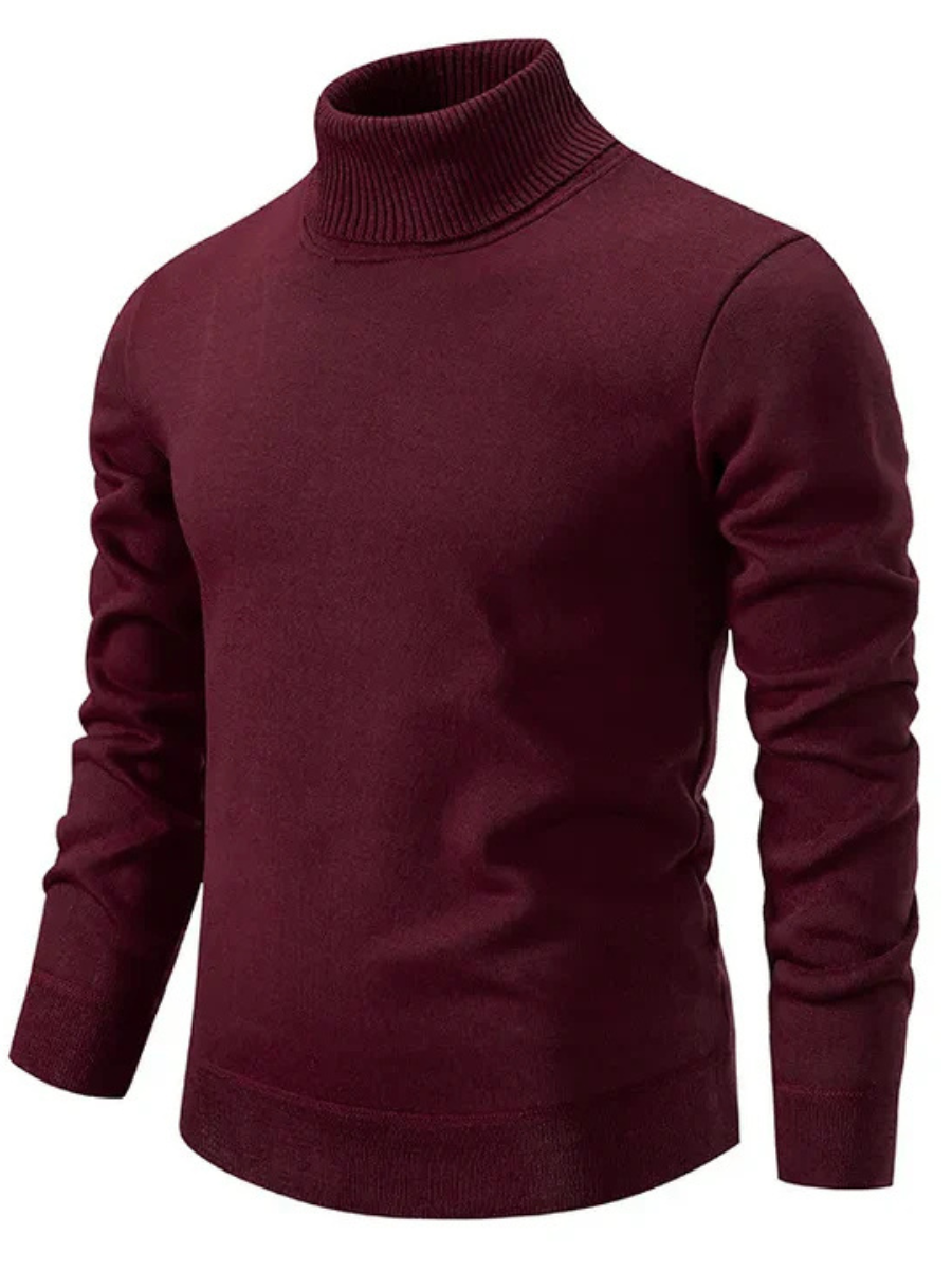 Klassischer warmer Herrenpullover mit Rollkragen für Wintertage
