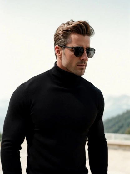 Klassischer warmer Herrenpullover mit Rollkragen für Wintertage