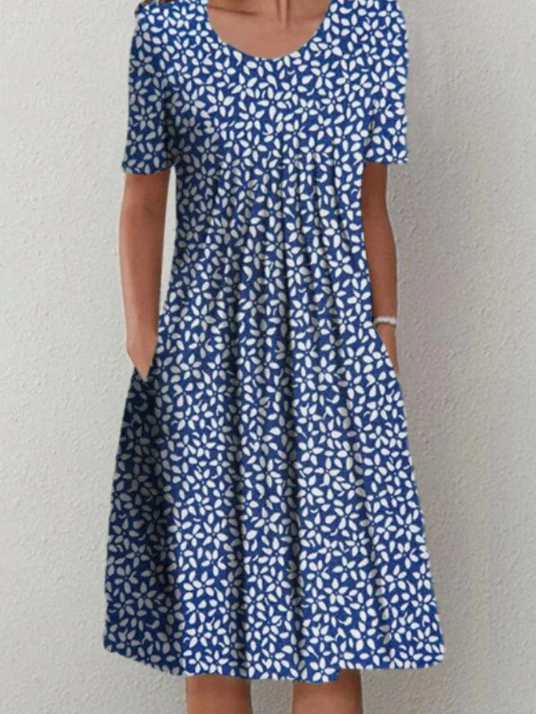 Klassisches geblümtes Sommerkleid Midi für Damen mit schwungvoller Silhouette und femininer Ausstrahlung.