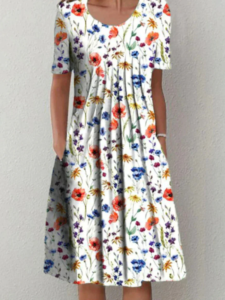 Klassisches geblümtes Sommerkleid Midi für Damen mit schwungvoller Silhouette und femininer Ausstrahlung.