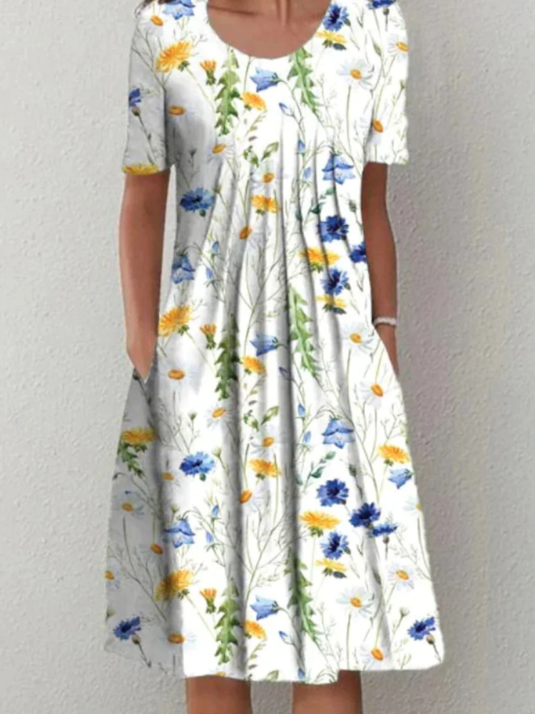 Klassisches geblümtes Sommerkleid Midi für Damen mit schwungvoller Silhouette und femininer Ausstrahlung.