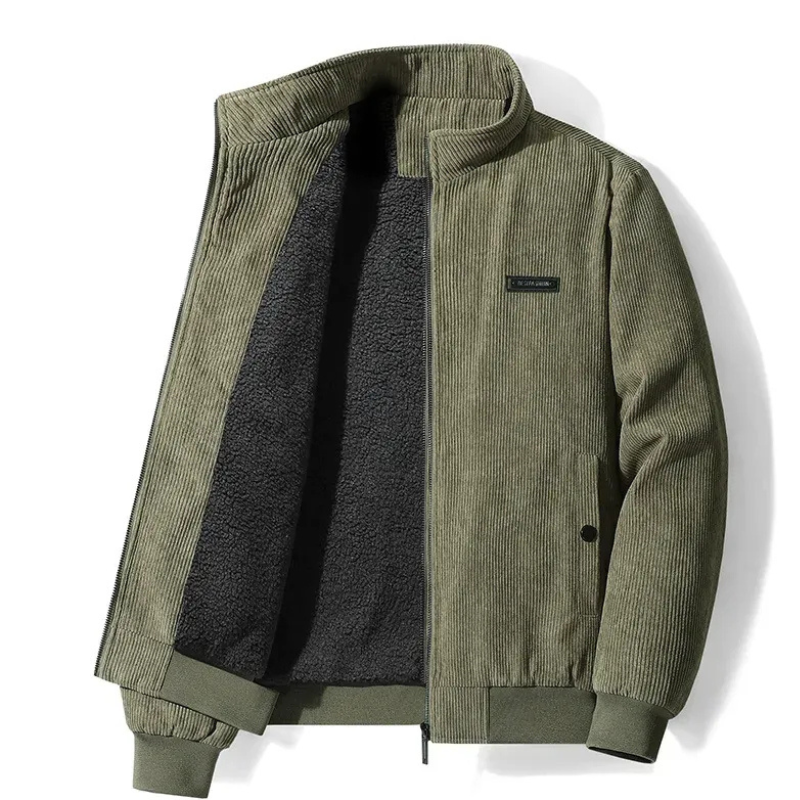 Kuschelige und elegante Herrenjacke aus Kord im klassischen Design für Alltag und Freizeit.

