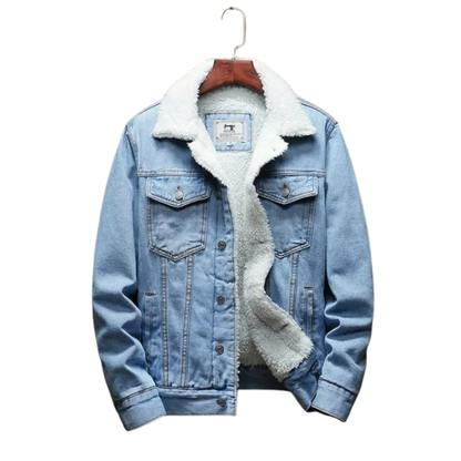 Kuschelige Winter-Jeansjacke für Herren in modernem Design, ideal für kalte Tage.