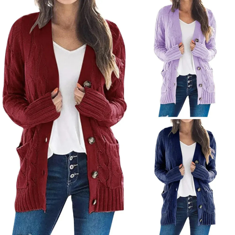 Lässige Strickjacke für Damen mit modernem und zeitlosem Design für jeden Anlass