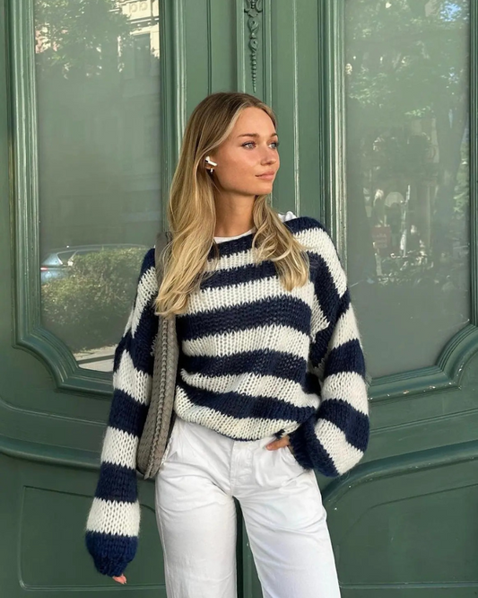 Lässiger gestreifter Pullover für Damen in modernem Design