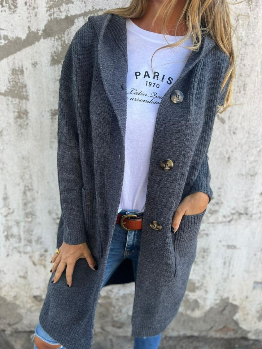 Lässiger langer Strickjacke für Damen im modernen Design