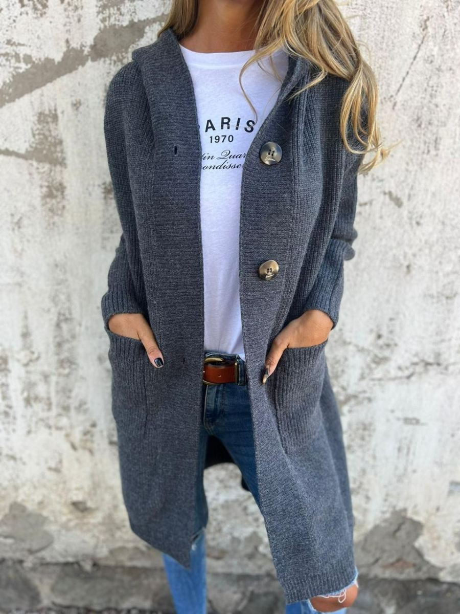 Lässiger langer Strickjacke für Damen im modernen Design