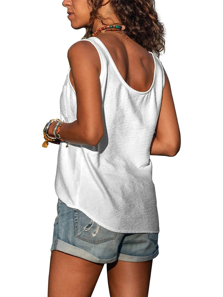  Lässiges ärmelloses Damen-Tanktop mit lockerem Schnitt, ideal für sommerliche Outfits und sportliche Aktivitäten.