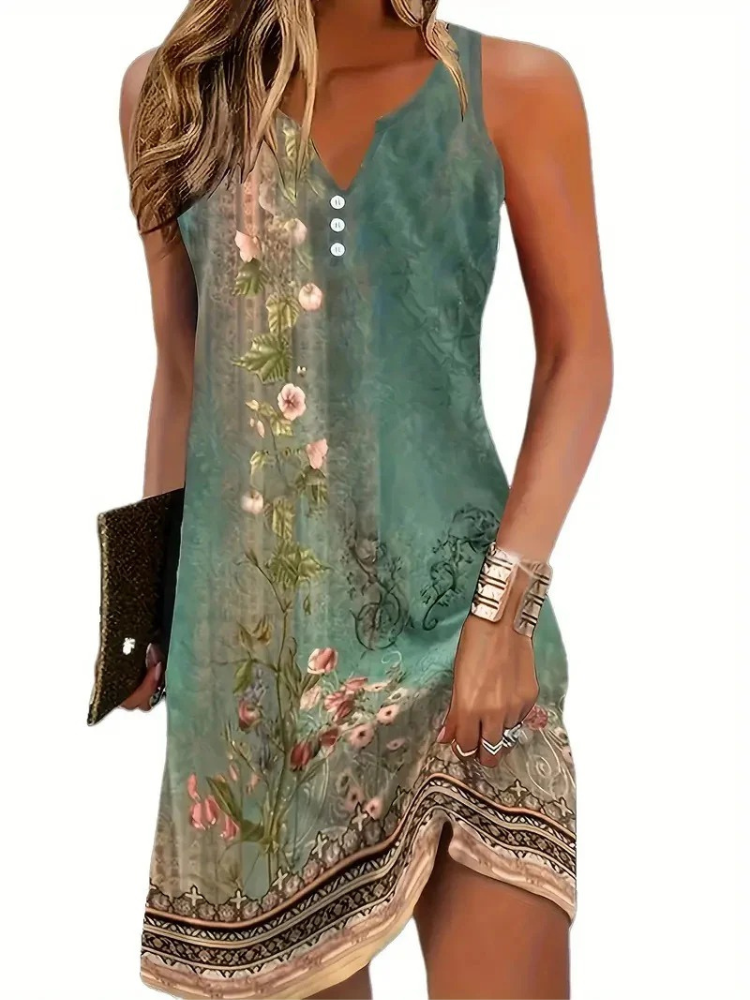 Lässiges ärmelloses Sommerkleid für Damen in lockerem Schnitt