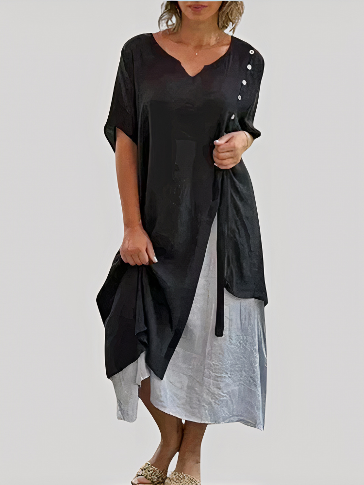 Lässiges Sommerkleid für Damen in lockerem, modernen Schnitt, ideal für warme Tage.

