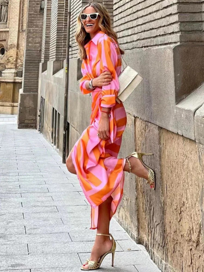 Langärmeliges Sommer-Wickelkleid für Damen mit elegantem Schnitt für warme Tage
