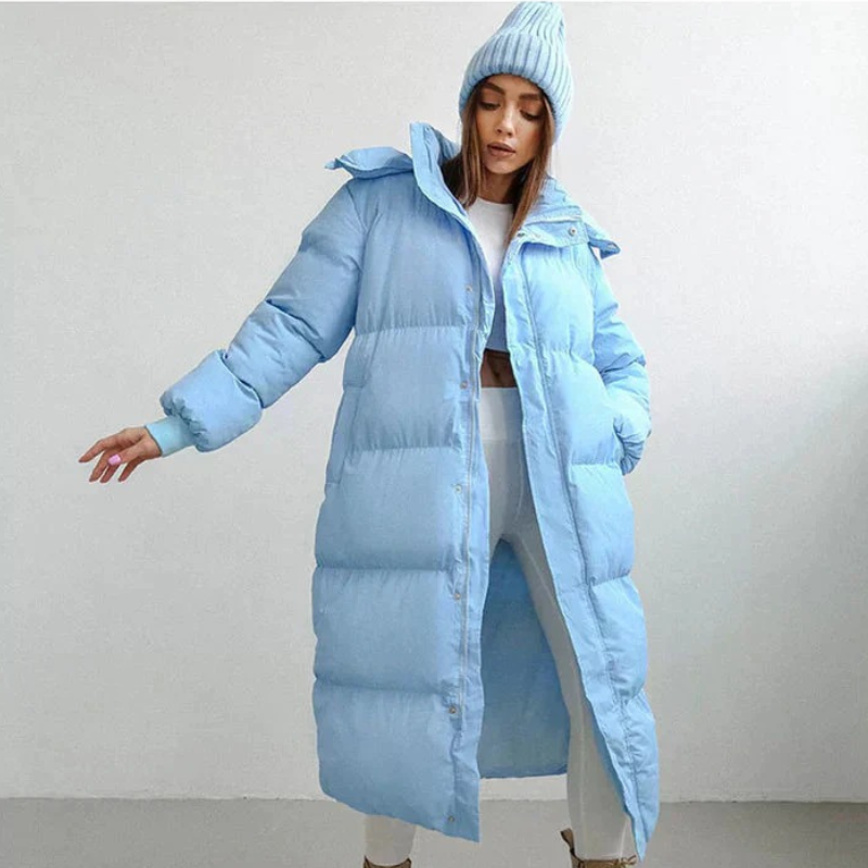 Lange warme Damen-Pufferjacke mit modernem Design und funktionaler Passform