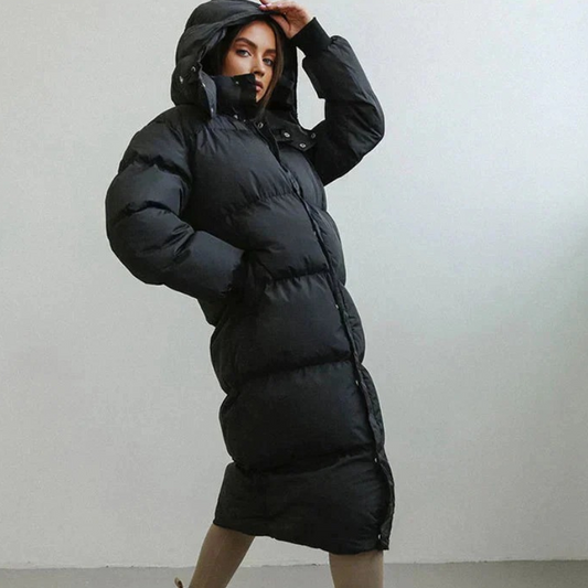 Lange warme Damen-Pufferjacke mit modernem Design und funktionaler Passform