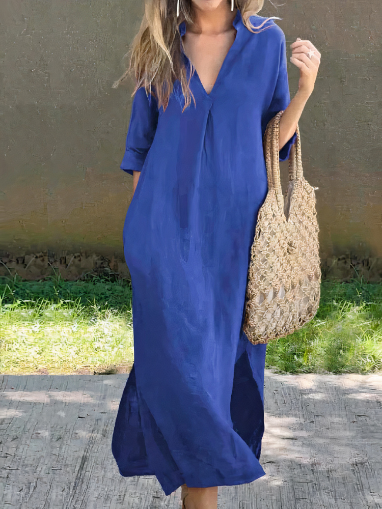 Locker geschnittenes bequemes Sommerkleid für Damen – ideal für warme Tage und entspannte Freizeitlooks.