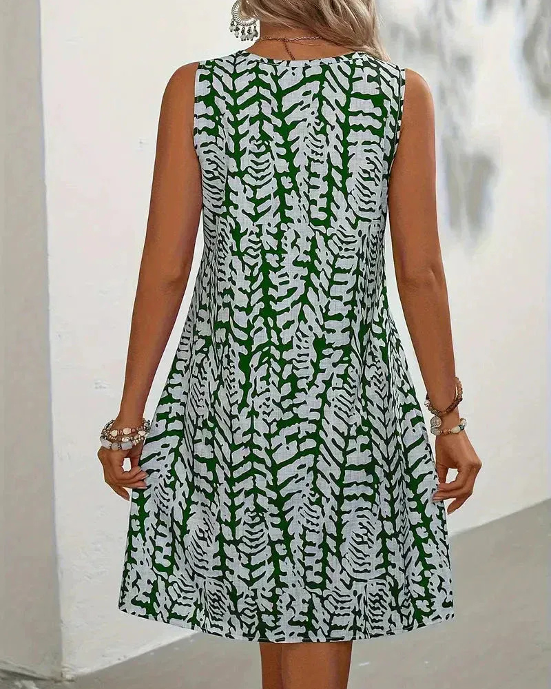 Luftiges ärmelloses Sommerkleid für Damen mit bequemem Schnitt und sommerlichem Design