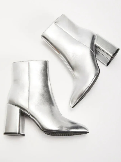 Moderne Metallic-Stiefeletten für Damen, stilvoller und glänzender Look für Alltag und besondere Anlässe