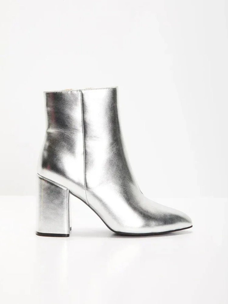 Moderne Metallic-Stiefeletten für Damen, stilvoller und glänzender Look für Alltag und besondere Anlässe