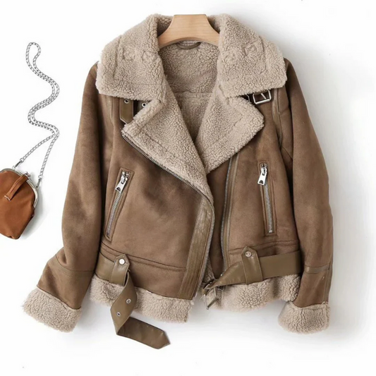Moderne warme Bikerjacke für Damen in stilvollem Design