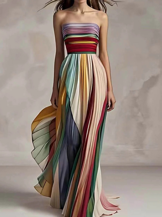 Elegantes plissiertes Bandeau-Sommerkleid für Damen in sommerlichem Design