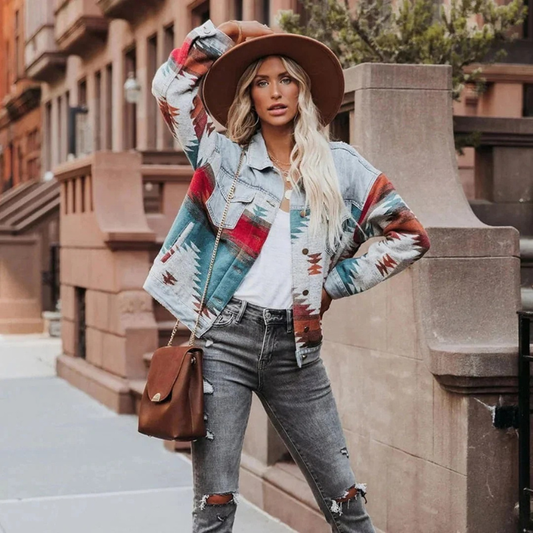 Retro-Jeansjacke für Damen mit lässigem und vielseitigem Design für Freizeit und Alltag