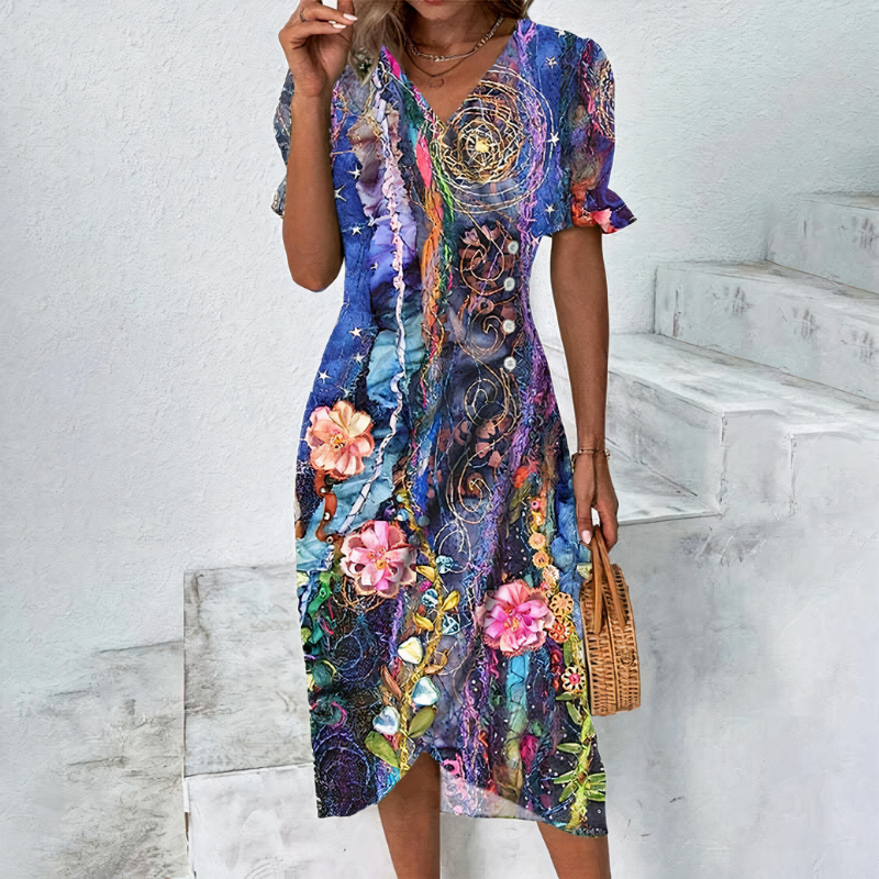 Schönes lässiges Sommerkleid für Damen in lockerem, sommerlichem Design