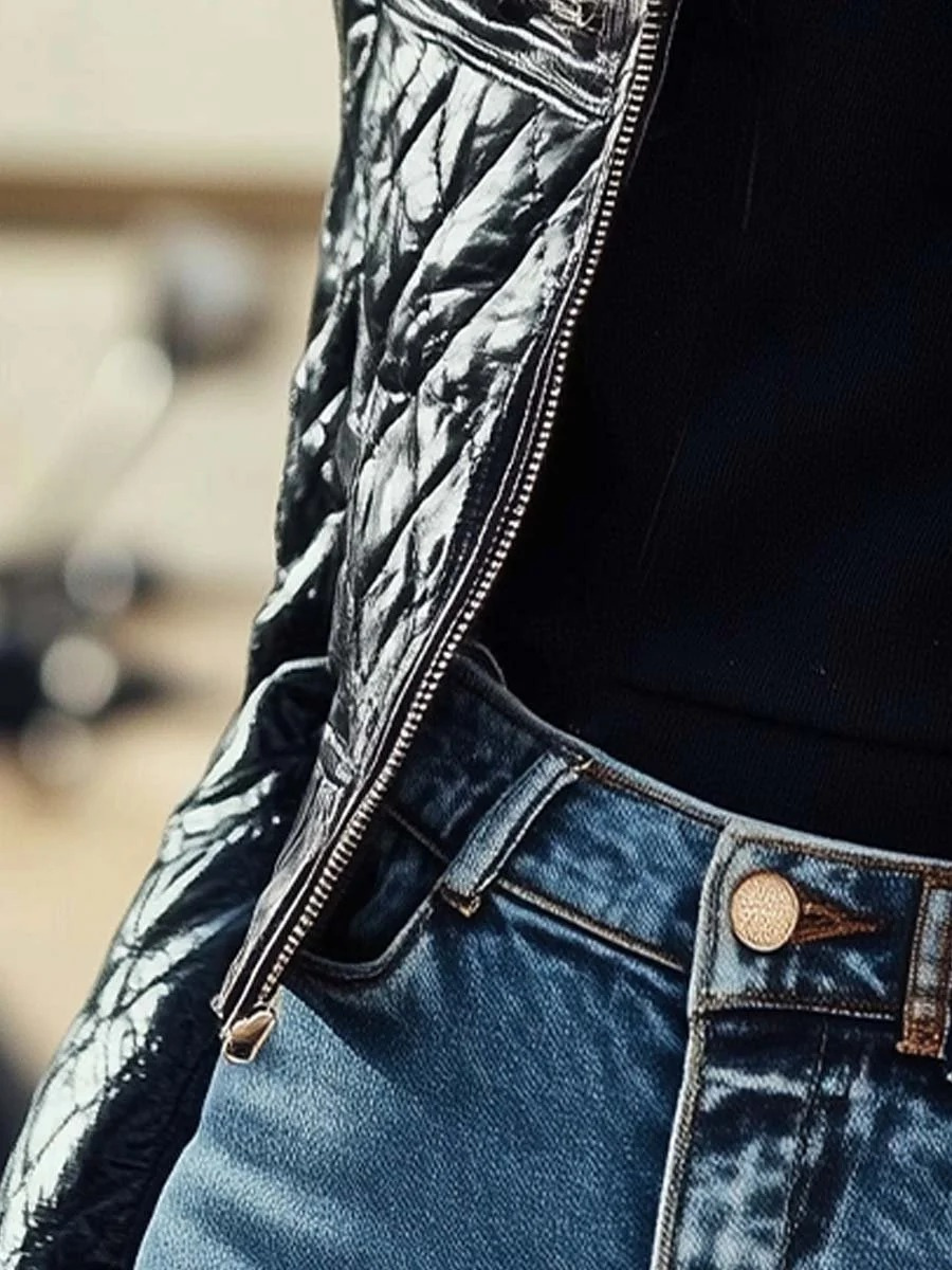 Schwarze Steppjacke für Damen für angenehme Wärme und stilvollen Look an kühlen Tagen