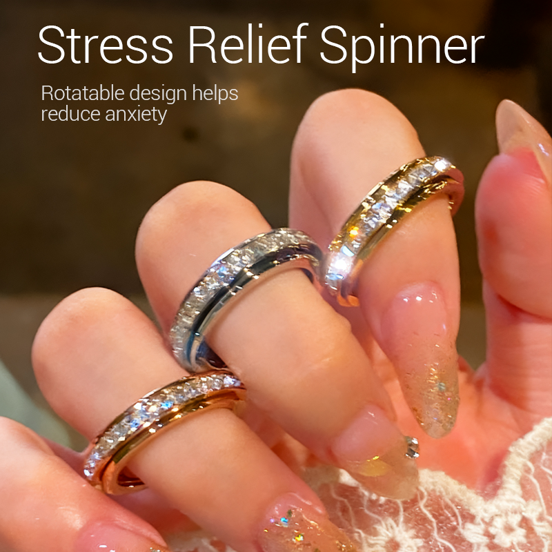 Eleganter Spinner-Ring mit drehbarem Design und Ziersteinen | Aurevia